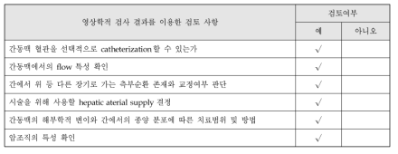 영상학적 검사 결과를 이용한 검토사항