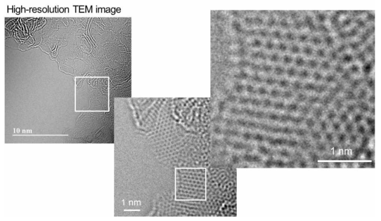 글루코오스를 이용하여 합성한 탄소소재의 TEM 이미지