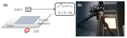 (a) 분리막 질 평가방법 개략도, (b) set-up 이미지