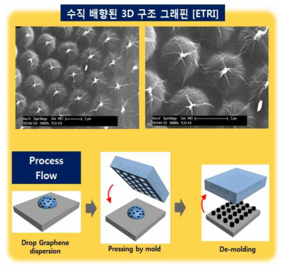 한국전자통신연구원에서 수행한 그래핀 전극의 3D화 ⇒ 기공구조 최적화 및 수직배향