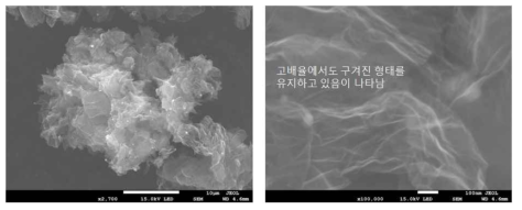 구겨진 형태의 나노 3D 그래핀의 전자현미경 사진