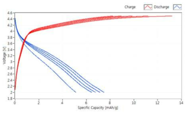 LMS의 리튬이차전지 충방전 실험 결과
