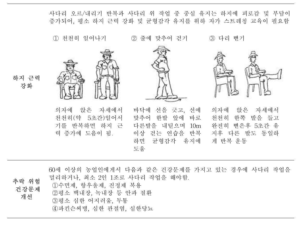 사다리 작업을 위한 건강 유지 노력