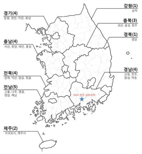 사탕무황화바이러스(BWYV) 분포지도