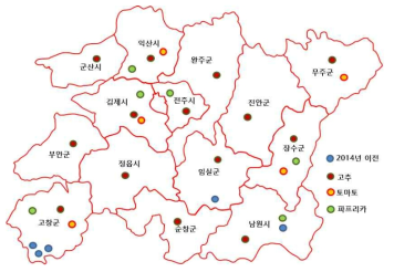 전북지역 TSWV 발생 정밀분포지도