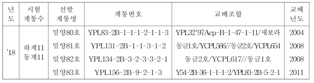 잎들깨 생산력검정시험 결과 선발 된 계통