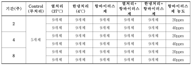 감 바이러스 무병화 효율성 향상 시험 처리군