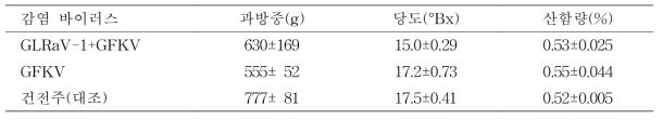 바이러스 감염에 따른 포도 거봉 품종의 과실품질