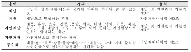 법적 재난 관련 용어 정의