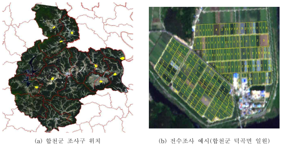 합천군 조사구 선정 및 전수조사 예시