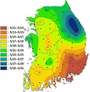 지대별 파종가능 시기