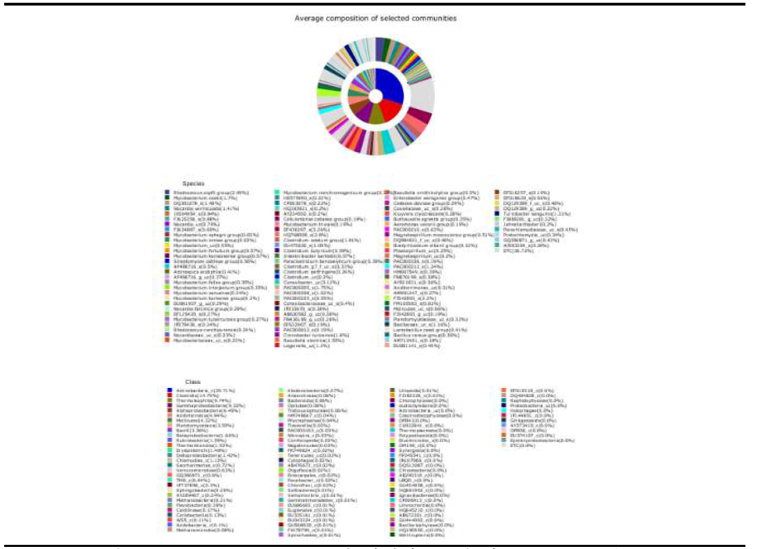 OTU-analysis를 통한 지렁이 종 내 평균 bacteria 분포도