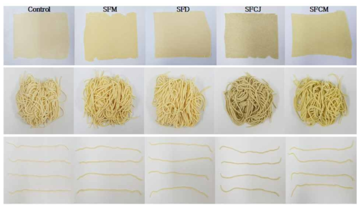 Image of noodle made with soybean-wheat flour blend
