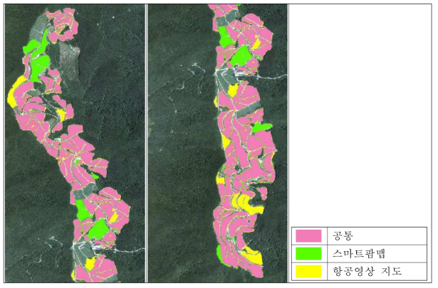 스마트팜맵 및 항공영상 기반 고랭지배추 재배면적 산정 비교
