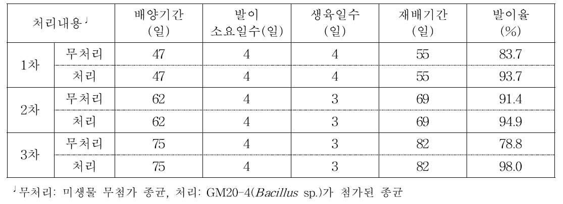 농가A 실증재배 생육특성