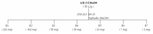 강랑 용매분배에 의한 부탄올 분획모식도