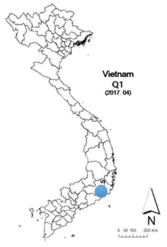 파이차트로 나타낸 2017년 국외(베트남) 담배가루이 개체군의 유전적 구조