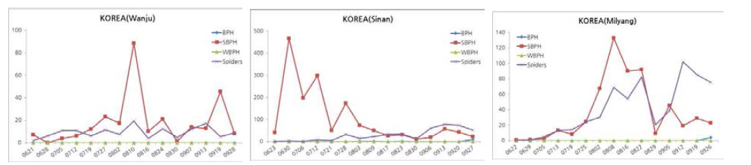 2017년 끈끈이트랩을 이용한 멸구류 개체수 조사