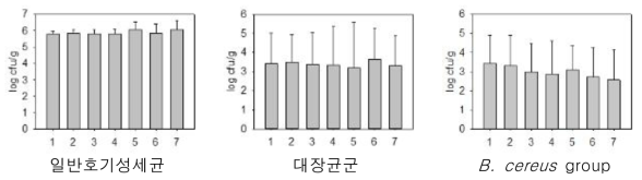 배추잎 부위별(겉잎, 속잎) 위생지표세균 밀도 분포