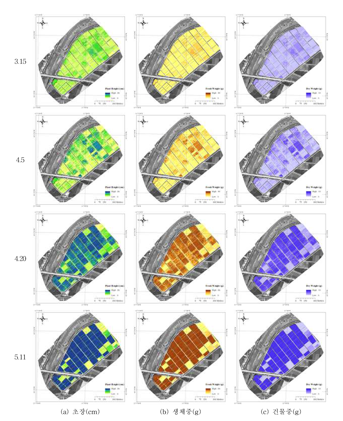 NDVI 기반 생육인자 분포도