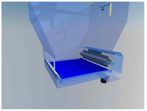 깔짚자동살포장치 장치 내부 깔짚 이송부 1차 설계안 3D 도면