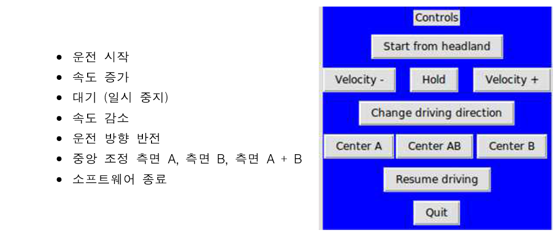 로봇 제어 초기 설정 화면 및 기능