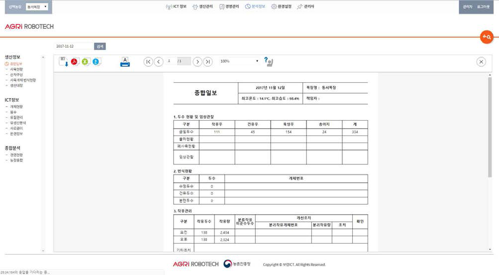 컨설팅 보고서 출력 예시 (낙농)