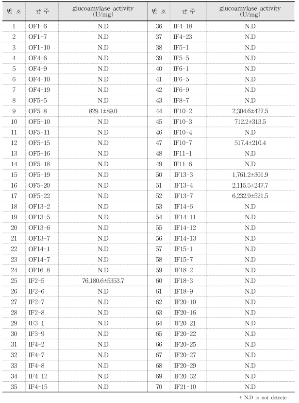 분리 곰팡이의 glucoamylase 활성 분석