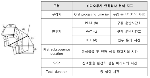 비디오투시 연하검사 분석 지표