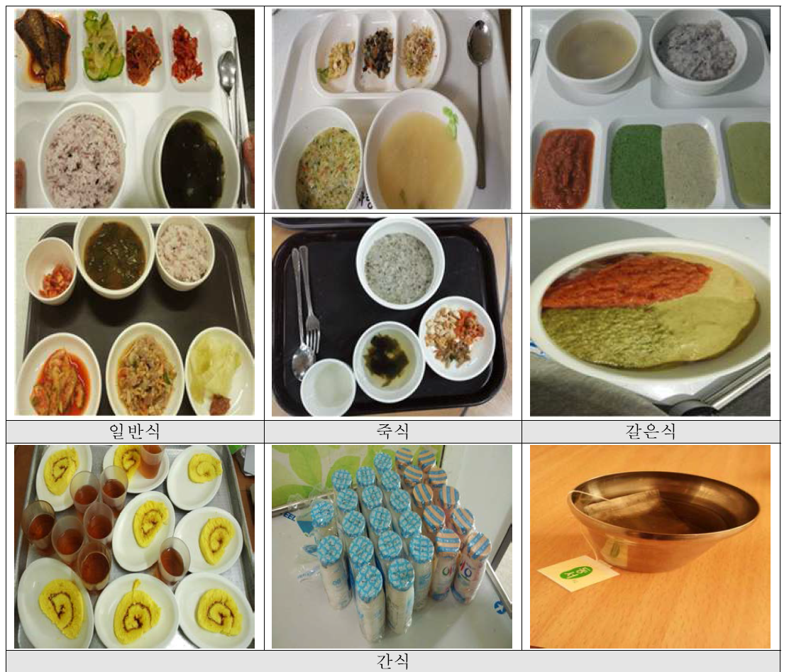 요양원에서 제공되는 음식 사진
