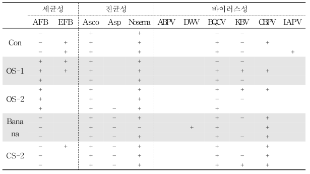 2차 급여 종료 후(5/10) 꿀벌주요 질병진단 결과