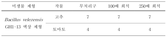 미생물제제 처리에 의한 가지과 작물의 잎 수 조사