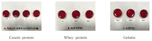 Appearance of aronia juice by types and content of protein solution after heating