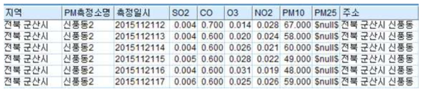 대기오염 확정자료