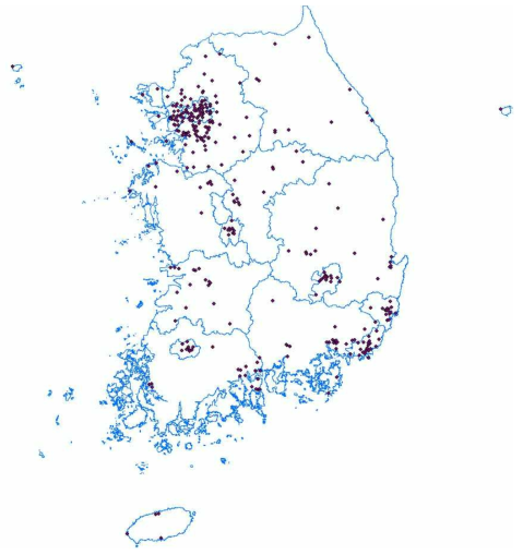 전국 대기오염측정소 위치