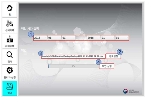 스마트팜 블랙박스 시스템 데이터 저장화면