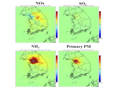 대기오염물질 변화에 따른 수도권PM2.5 농도변화