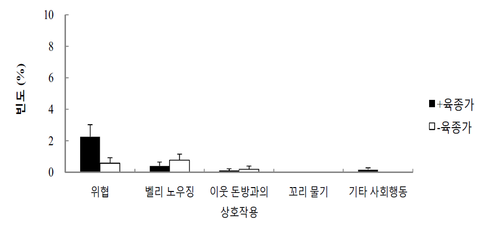 랜드레이스의 합사 중기 사회행동 빈도