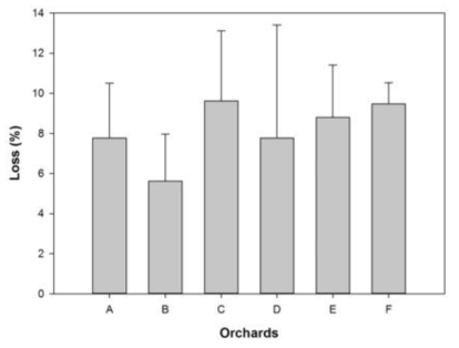 복숭아 농가 선별에 따른 손실률(평균 8.3%)