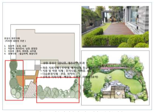 식용 및 약재 식물과 조합하는 유실수 정원