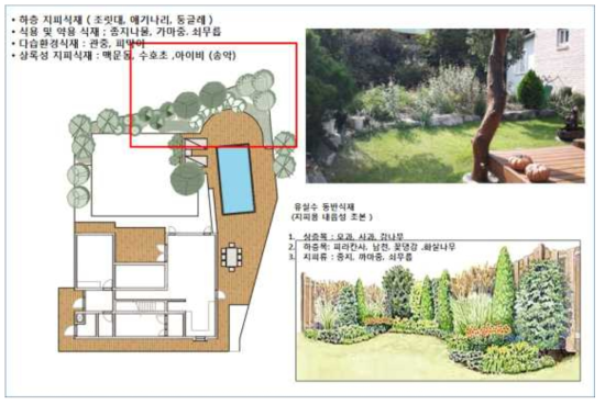 상록지피식물 위주의 유실수 정원