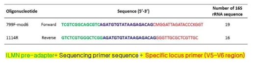 V5-V6 Region을 타겟으로 하는 799F, 1114R primer set