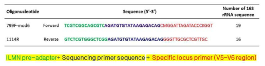 V5-V6 Region을 타겟으로 하는 799F, 1114R primer set