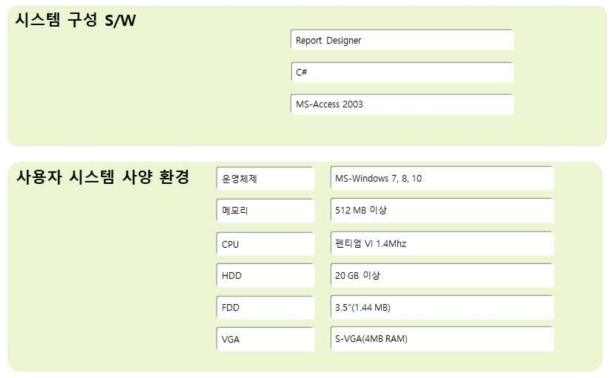 시스템 구성 S/W 및 사용자 환경