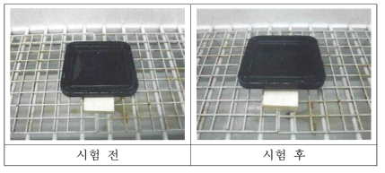 염수분무 시험 전 후 샘플 상태 비교