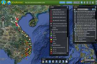 베트남의 VinAWARE 시스템 (출처: PACIFIC DISASTER CENTER, http://www.pdc.org/about/projects/VinAWARE)