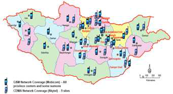 몽골의 통신 기지국 운영 현황 (출처: Disaster Communication in Mongolia, https://www.itu.int/en)