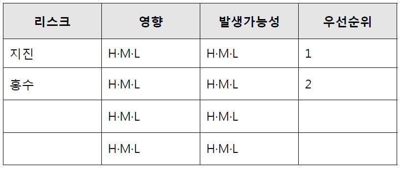 리스크 평가 및 우선순위 결정