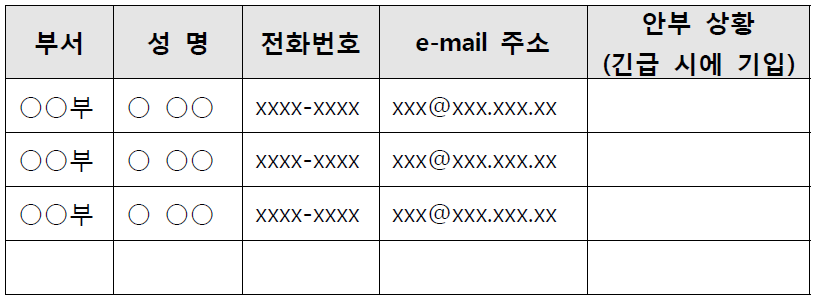 비상연락체계 예시