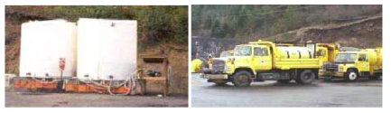 Idaho DOT 염수저장탱크(좌) 및 염수살포차량